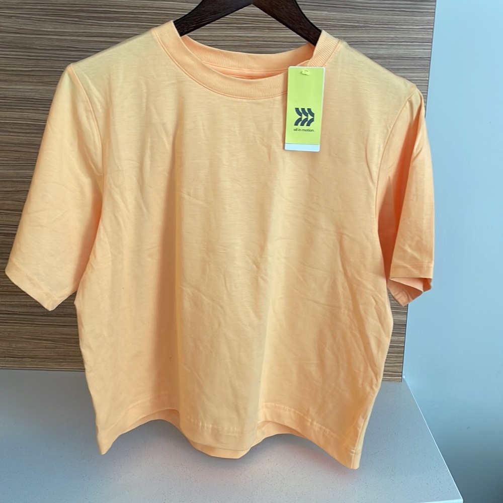 All in Motion Yellow Short-Sleeve Crop Top TAGS REMOVED